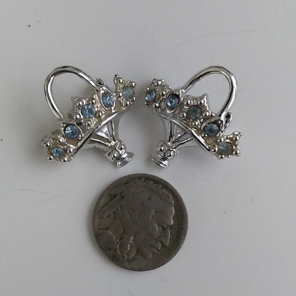 VINTAGE Blue Rhinestone Rhodium Pl Scatter Pins - Picture 4 of 8